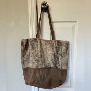 Brave 1992 Saloso Hair On Brown Leather Tote Bag